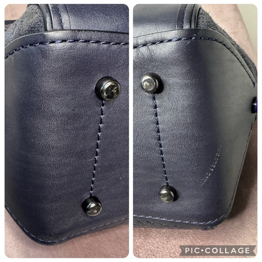 Coach Drifter Carryall Navy Snake Embossed Leather 2016 Gunmetal Hardware - Picture 8 of 15